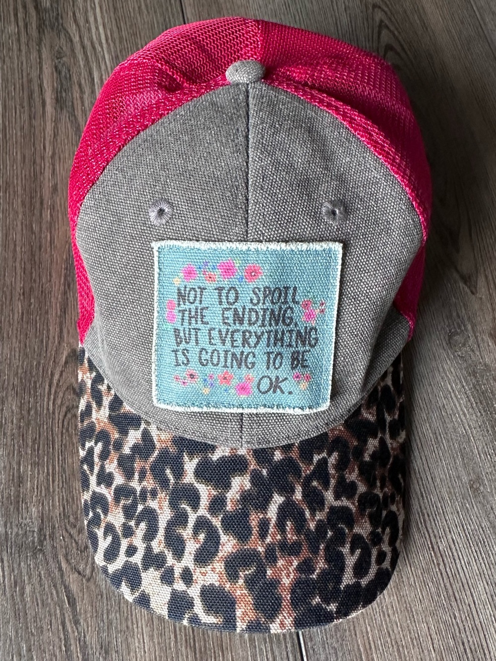 Natural Life Leopard Red Trucker Hat Everything Is Going to Be OK